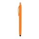 aerial view a orange zinnia rubberized pen with stylus, image 1 of 4