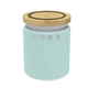aerial view a seafoam green ultra - sound speaker with 10w bamboo wireless charger, image 1 of 2