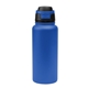 aerial view a blue with black 32 oz pop sip recycled stainless steel bottle, image 1 of 5