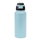aerial view a light blue with black 32 oz pop sip recycled stainless steel bottle, image 1 of 5