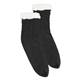 aerial view a black cozy cable knit slipper socks, image 1 of 2