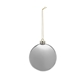 aerial view a metallic silver chrome round disk ornament, image 1 of 2