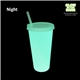 aerial view a group of nite glow 26 oz tumbler with lid straw, full color digital, image 5 of 7