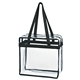 aerial view a clear with black trim and black zipper clear eva tote box bag with zipper, image 1 of 2