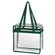 aerial view a clear with forest green trim and black zipper clear eva tote box bag with zipper, image 1 of 2