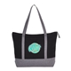 aerial view a black repose 10oz recycled cotton zippered tote, image 1 of 6