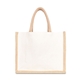 aerial view a tan jute cotton tote w / jute webbing handle, image 1 of 5