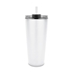 aerial view a white trumbull dual wall no - spill vacuum mug with straw 27 oz, image 1 of 5