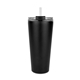 aerial view a black trumbull dual wall no - spill vacuum mug with straw 27 oz, image 1 of 5