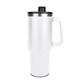 aerial view a white malden double wall vacuum seal mug with flexible straw 40 oz, image 1 of 4