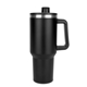aerial view a black malden double wall vacuum seal mug with flexible straw 40 oz, image 1 of 4