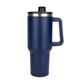 aerial view a navy malden double wall vacuum seal mug with flexible straw 40 oz, image 1 of 4