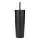 aerial view a black natick 27 oz double wall ss mug with straw, image 1 of 5