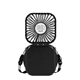 aerial view a black portable rechargeable desk and neck fan, image 1 of 7