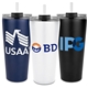 a group of trumbull dual wall no - spill vacuum mug with straw 27 oz