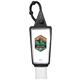 a black hand sanitizer gel with moisture beads 1 oz triangle bottle with carabiner
