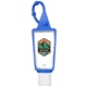 a blue hand sanitizer gel with moisture beads 1 oz triangle bottle with carabiner
