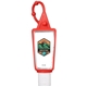 a red hand sanitizer gel with moisture beads 1 oz triangle bottle with carabiner