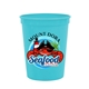 a bright blue cups - on - the - go 16 oz stadium cup with digital imprint