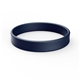 aerial view a navy blue printed silicone wristband bracelet, image 1 of 2