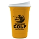 aerial view a white lid & athletic gold cup the varsity tumbler - 16 oz double wall with white slide lid, image 1 of 2
