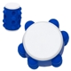 aerial view a blue push pop spinning top, image 1 of 4