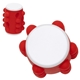 aerial view a red push pop spinning top, image 1 of 4