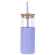 aerial view a purple stirling 18 oz glass tumbler with silicone sleeve pp straw, image 1 of 2