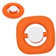 aerial view a orange theta spinning top, image 1 of 2