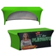 aerial view a custom flame - retardant 6- ft elastic polyester table cover, image 1 of 2