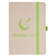 aerial view a natural sugarcane pms 7506c notebook & lime green pms 347c strap natural sugarcane notebook, image 1 of 2