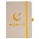 aerial view a natural sugarcane pms 7506c notebook & yellow strap natural sugarcane notebook, image 1 of 2
