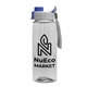 a clear bottle & gray with blue cap lid the flair 26 oz transparent flair tritan(tm) renew bottle with quick snap lid