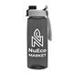 a smoke bottle & gray with black cap lid the flair 26 oz transparent flair tritan(tm) renew bottle with quick snap lid