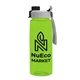 a transparent lime green bottle & gray with black cap lid the flair 26 oz transparent flair tritan(tm) renew bottle with quick snap lid