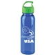 a transparent blue bottle & lime green lid the outdoorsman - 24 oz tritan(tm) renew bottle with crest lid