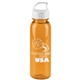 a transparent orange bottle & white lid the outdoorsman - 24 oz tritan(tm) renew bottle with crest lid