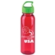 a transparent red bottle & lime green lid the outdoorsman - 24 oz tritan(tm) renew bottle with crest lid