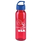 a transparent red bottle & royal blue lid the outdoorsman - 24 oz tritan(tm) renew bottle with crest lid