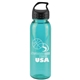 a transparent teal bottle & black lid the outdoorsman - 24 oz tritan(tm) renew bottle with crest lid