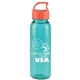 a transparent teal bottle & orange lid the outdoorsman - 24 oz tritan(tm) renew bottle with crest lid