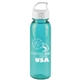 a transparent teal bottle & white lid the outdoorsman - 24 oz tritan(tm) renew bottle with crest lid