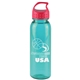a transparent teal bottle & red lid the outdoorsman - 24 oz tritan(tm) renew bottle with crest lid