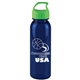 a transparent navy blue bottle & lime green lid the outdoorsman - 24 oz tritan(tm) renew bottle with crest lid