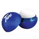 a metallic blue lip balm & white crinkle paper chap balm ornament set