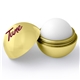 a metallic gold lip balm & white crinkle paper chap balm ornament set