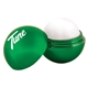 a metallic green lip balm & white crinkle paper chap balm ornament set