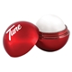 a metallic red lip balm & white crinkle paper chap balm ornament set