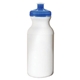 aerial view a translucent blue bike 20 oz sports water bottle with push pull lid, image 1 of 3