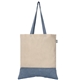 aerial view a navy blue 4143 quebec - 5 oz two - tone recycled cotton tote, image 1 of 3